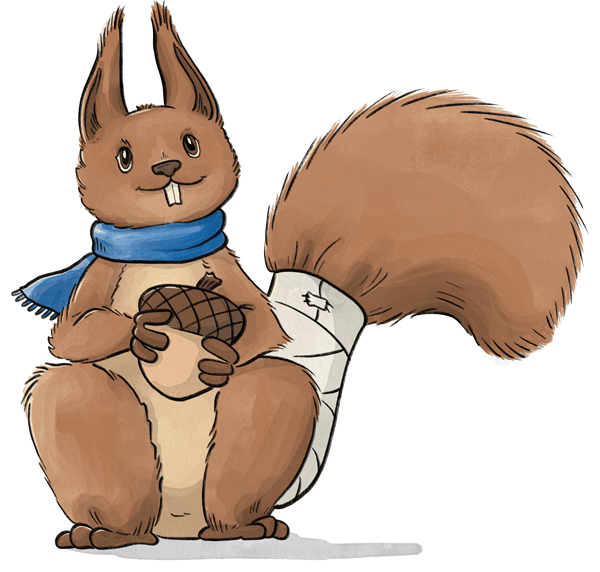 Illustration eines Eichhörnchens mit Schatten